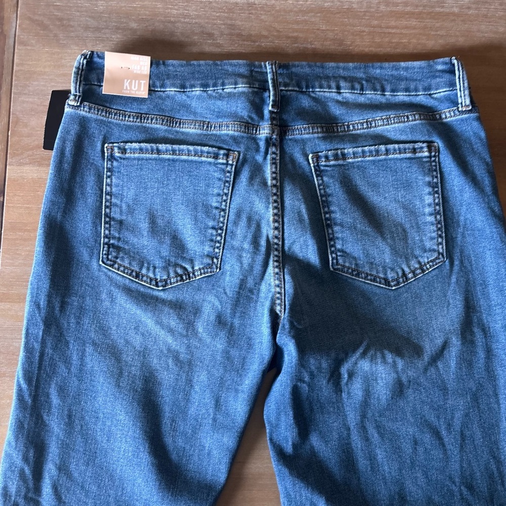 Kut from the Kloth Meg High Rise Fab Ab Ankle Wide Leg Raw Hem, Med Wash, Sz 14 - Picture 13 of 13